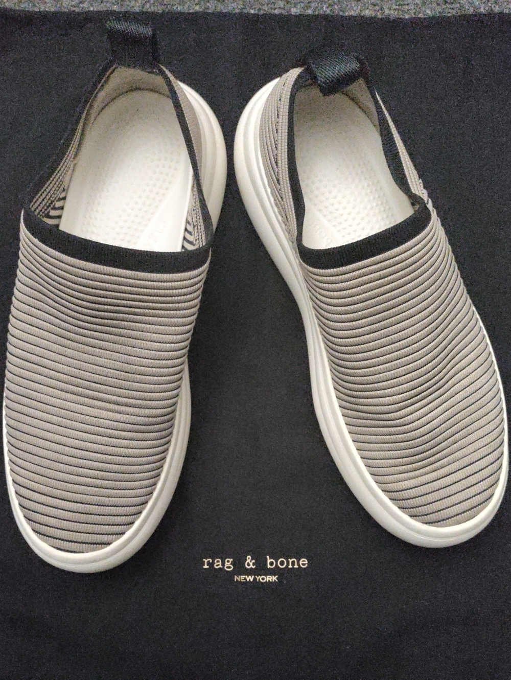 Rag & Bone Brixley Women's Knit Slip-On Cream Black Sneakers